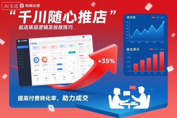 千川随心推起店底层逻辑及投放技巧，提高付费转化率，助力成交-知创网