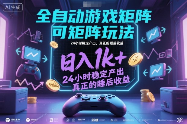 全自动游戏掘金，可矩阵操作，日入1k+，24小时稳定产出，真正的睡后收益【揭秘】-知创网