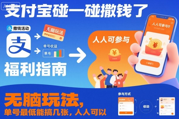 支付宝碰一碰撒钱了，无脑玩法，单号最低能搞几张，人人可以撸【揭秘】-知创网