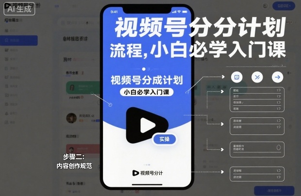 视频号分成计划实操流程，小白必学入门课-知创网