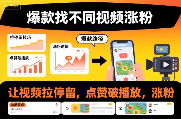 爆款找不同视频涨粉，让视频拉停留，实现点赞，破播放，涨粉-知创网