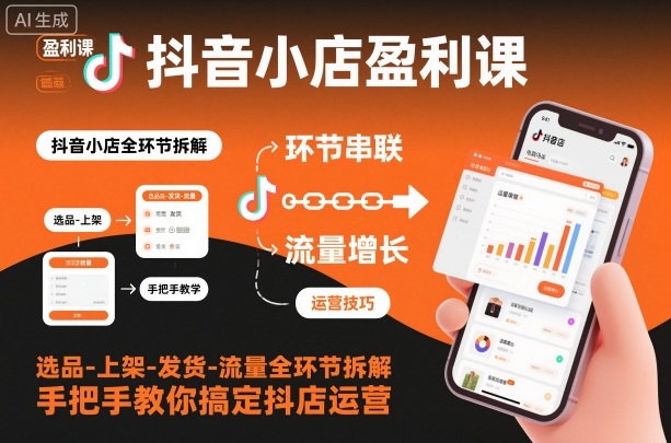 抖音小店盈利课-选品-上架-发货-流量全环节拆解，手把手教你搞定抖店运营-知创网
