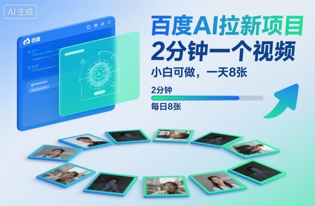 百度AI拉新项目，2分钟一个视频，小白可做，一天8张【附案例+保姆级教程】-知创网