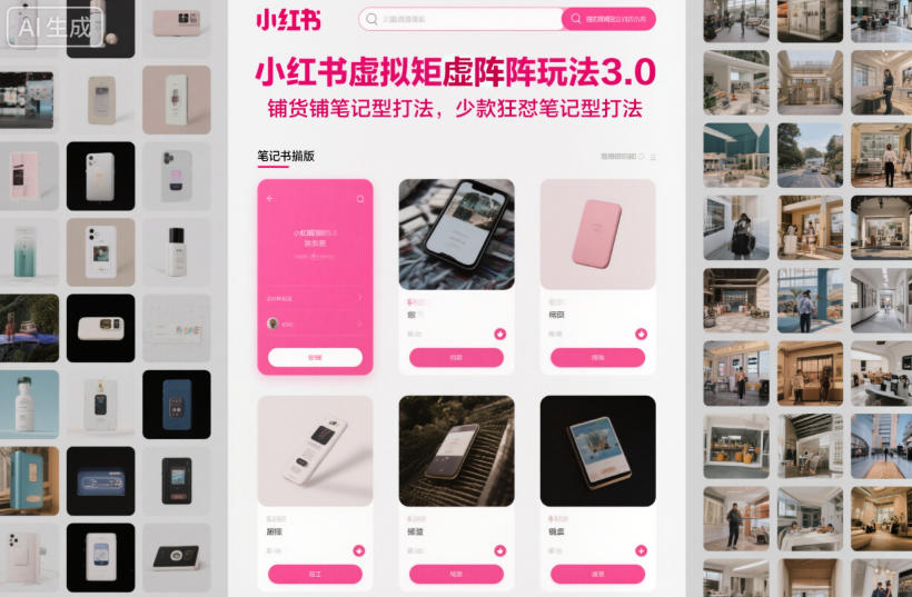 小红书虚拟矩阵玩法3.0，铺货铺笔记型打法，少款狂怼笔记型打法-知创网