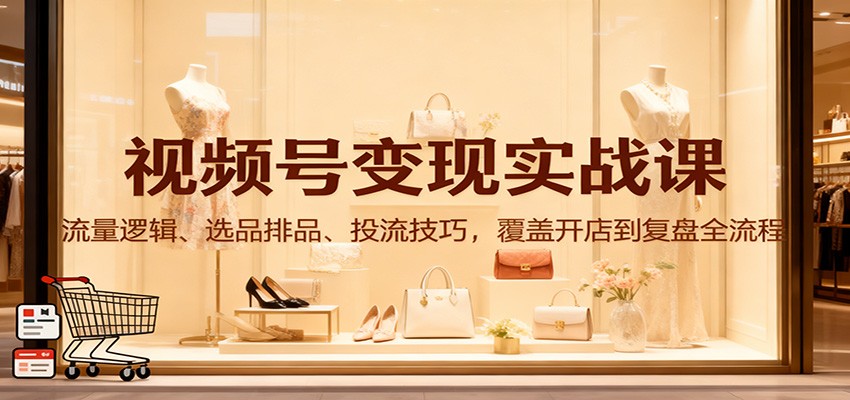 视频号变现实战课：流量逻辑、选品排品、投流技巧，覆盖开店到复盘全流程-知创网