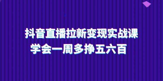 （11254期）抖音直播拉新变现实操课，学会一周多挣五六百（15节课）-知创网