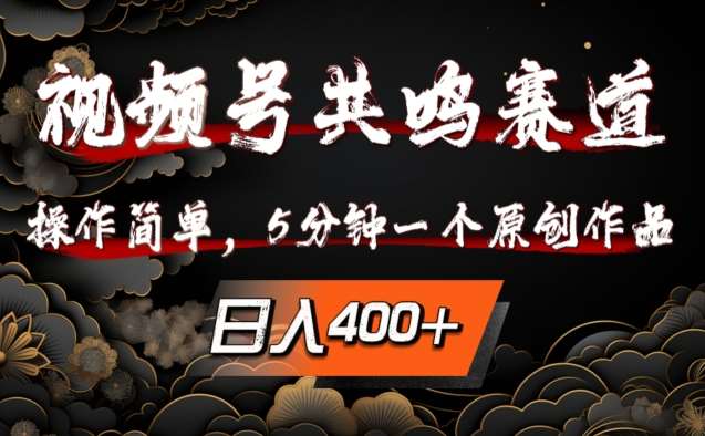 视频号共鸣赛道，操作简单，5分钟1个原创作品，日入几张【揭秘】-知创网