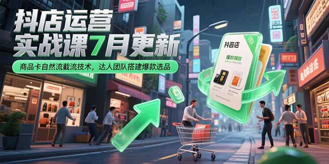 （15329期）抖店运营实战课7月更新，商品卡自然流截流技术，达人团队搭建爆款选品-知创网