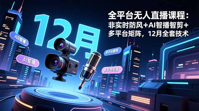 （16754期）全平台无人直播课程：非实时防风＋AI智播智剪＋多平台矩阵，12月全套技术-知创网