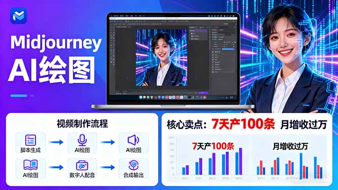（16049期）AI绘图照片开口说话视频制作：Midjourney+数字人，7天产100条月增收过万-知创网