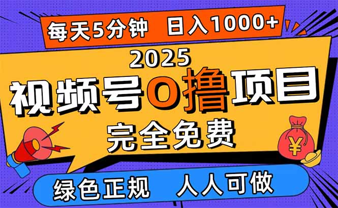 （16388期）2025视频号0撸项目，5分钟一个号，日入1000+，人人可做-知创网