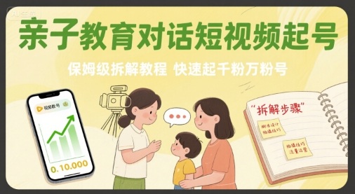 亲子教育对话短视频起号，保姆级拆解教程，快速起千粉万粉号-知创网