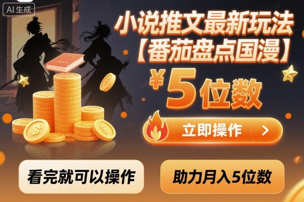 小说推文最新玩法,助力月入5位数【番茄盘点国漫】玩法,看完就可以操作-知创网