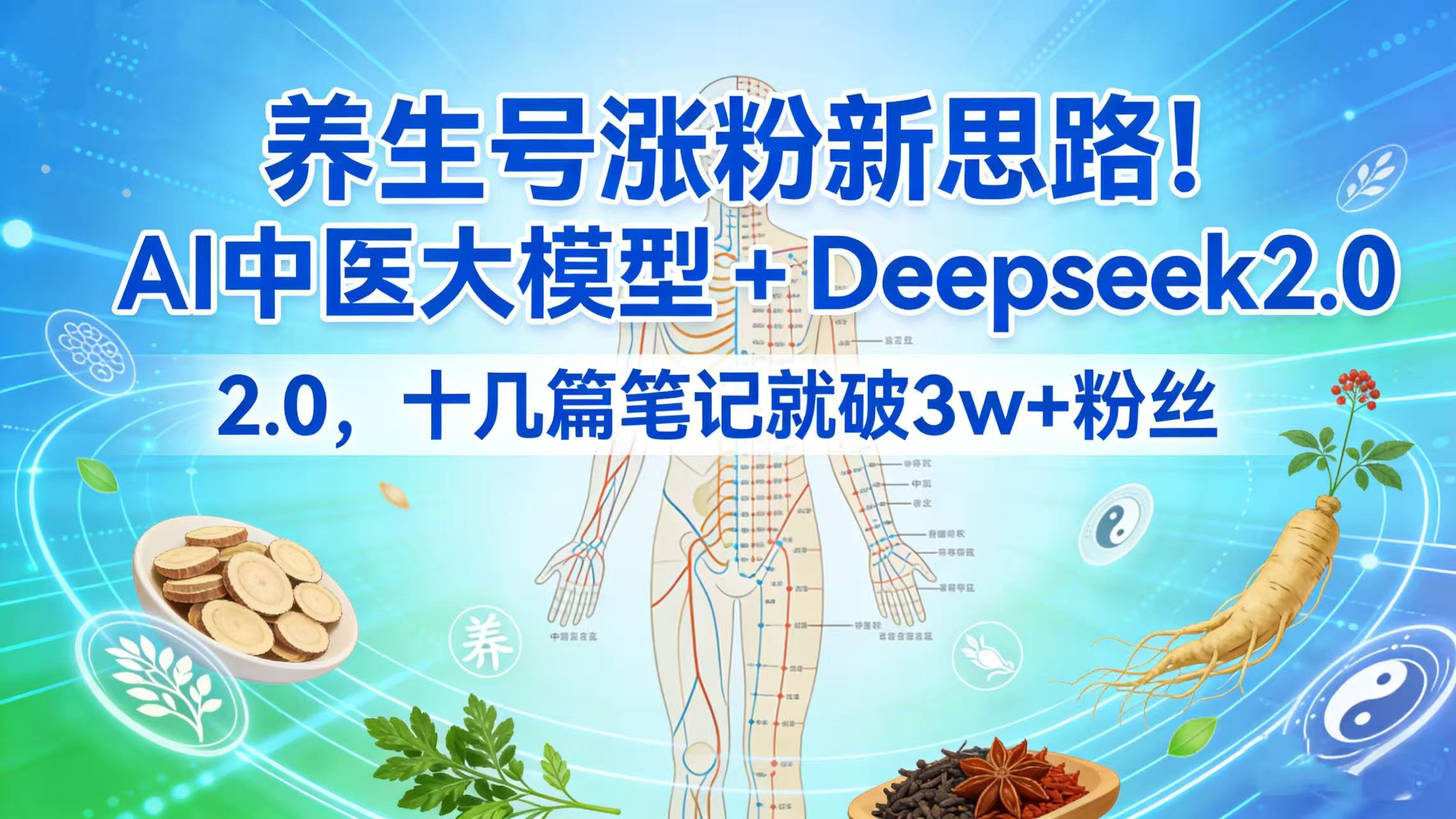 养生号涨粉新思路！AI 中医大模型 + Deepseek 2.0，十几篇笔记就破 3w + 粉丝-知创网