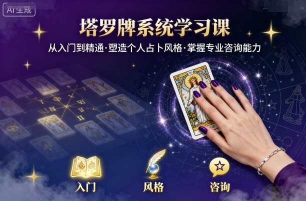 塔罗牌系统学习课，助你从入门到精通，塑造个人占卜风格，掌握专业咨询能力-知创网