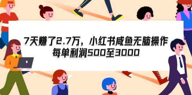 (12192期)7天收了2.7万,小红书咸鱼无脑操作,每单利润500至3000-知创网