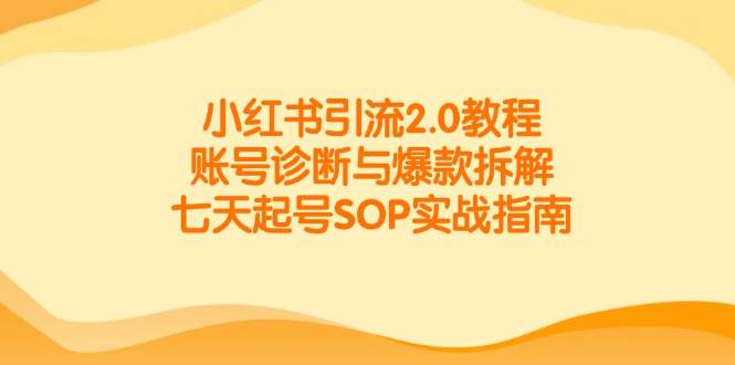 小红书引流2.0教程，账号诊断与爆款拆解，七天起号SOP实战指南-知创网