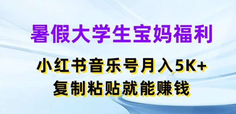 暑假大学生宝妈福利，小红书音乐号月入5000+，复制粘贴就能赚钱【揭秘】-知创网