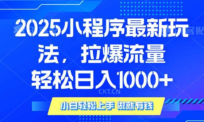 （14028期）2025年小程序最新玩法，流量直接拉爆，单日稳定变现1000+-知创网