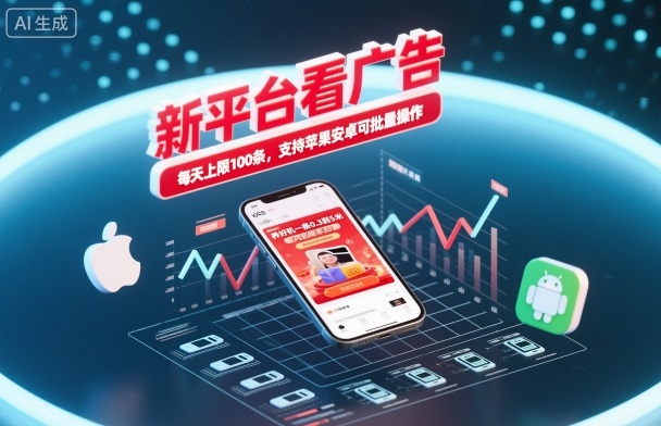 新平台看广告,养好机一条0.3到5米,每天上限100条,支持苹果安卓可批量操作-知创网