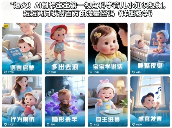 爆火！AI制作宝宝第一视角科学育儿小知识视频，短短两月获赞百万的流量密码（详细教学）-知创网