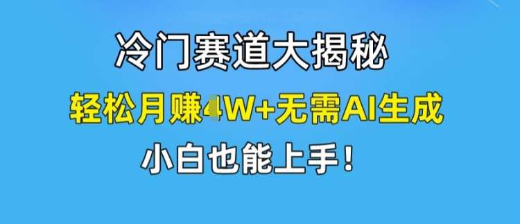 冷门赛道大揭秘，轻松月赚1W+无需AI生成，小白也能上手【揭秘】-知创网