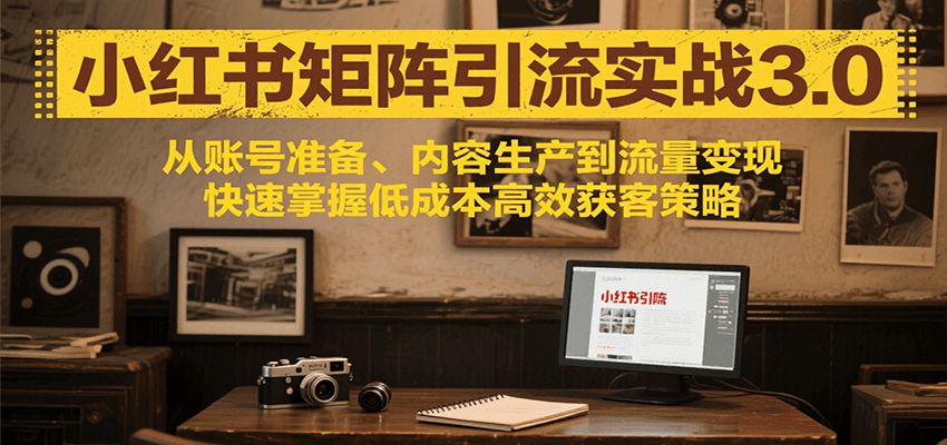 小红书矩阵引流3.0，从账号准备、内容生产到流量变现，快速掌握低成本高效获客策略-知创网