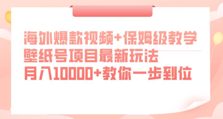海外爆款视频+保姆级教学,壁纸号项目最新玩法,月入10000+教你一步到位【揭秘】-知创网