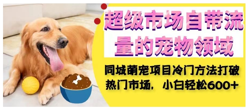 超级市场自带流量的宠物领域，同城萌宠项目冷门方法打破热门市场，小白轻松600+-知创网