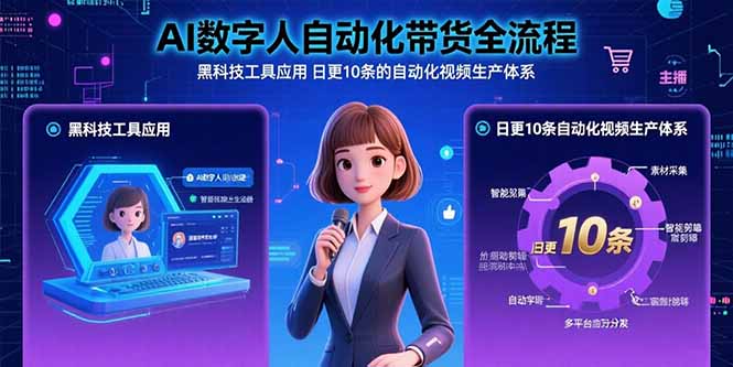 （15699期）AI数字人自动化带货全流程：黑科技工具应用 日更10条的自动化视频生产体系-知创网