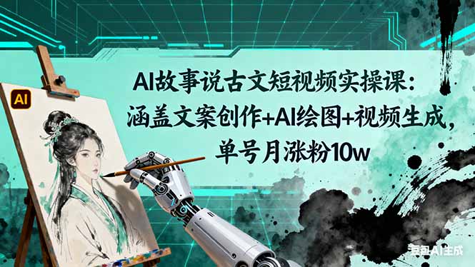 (16369期)AI故事说古文短视频实操课:涵盖文案创作+AI绘图+视频生成,单号月涨粉10w-知创网