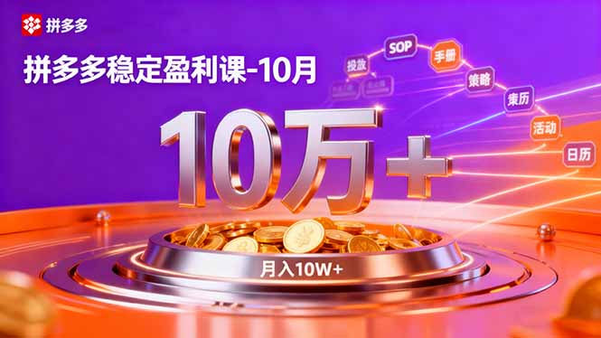 （16413期）拼多多稳定盈利课-10月，强付费SOP+微付费高投产+活动矩阵，单店月入10万+-知创网