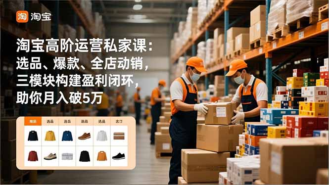 （16934期）淘宝高阶运营私家课：选品、爆款、全店动销，三模块构建盈利闭环，助你月入破5万（更新12月）-知创网