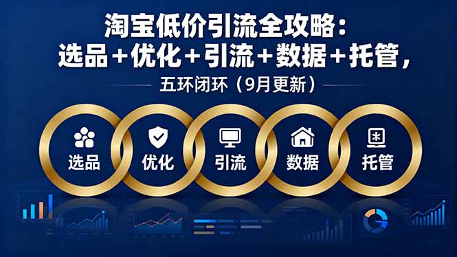（16009期）淘宝低价引流全攻略：选品＋优化＋引流＋数据＋托管，五环闭环（9月更新）-知创网