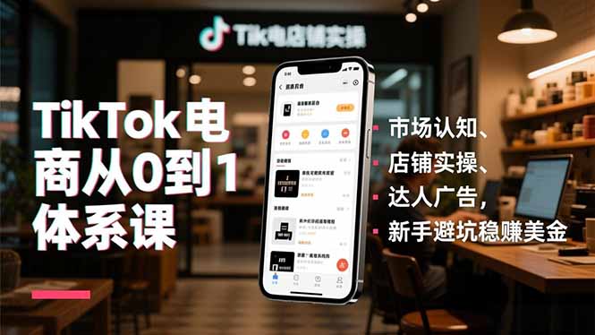 （16818期）TikTok电商从0到1体系课，市场认知、店铺实操、达人广告，新手避坑稳赚美金-知创网