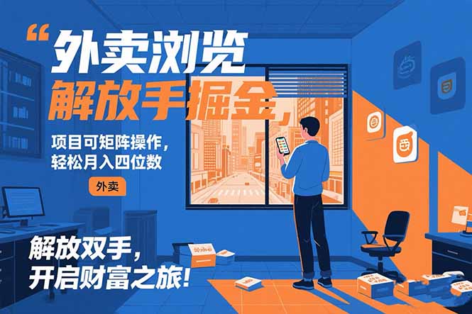 (15440期)外卖浏览掘金项目 可矩阵操作 轻松日入500+-知创网