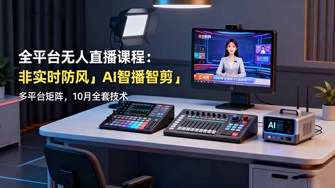 （16279期）全平台无人直播课程：非实时防风＋AI智播智剪＋多平台矩阵，10月全套技术-知创网