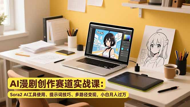 （16936期）AI漫剧创作赛道实战课：Sora2 AI工具使用、提示词技巧、多路径变现，小白月入过万-知创网