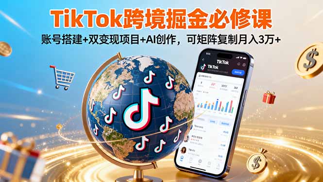 （16003期）TikTo跨境掘金必修课，账号搭建+双变现项目+AI创作，可矩阵复制月入3万+-知创网