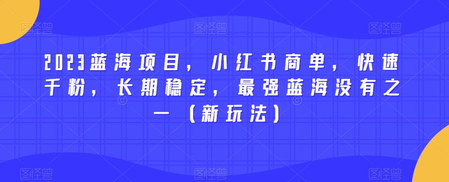 2023蓝海项目，小红书商单，快速千粉，长期稳定，最强蓝海没有之一（新玩法）-知创网