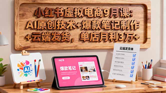 （16287期）小红书虚拟电商9月课：AI原创技术+爆款笔记制作+云端发货，单店月利3万+-知创网