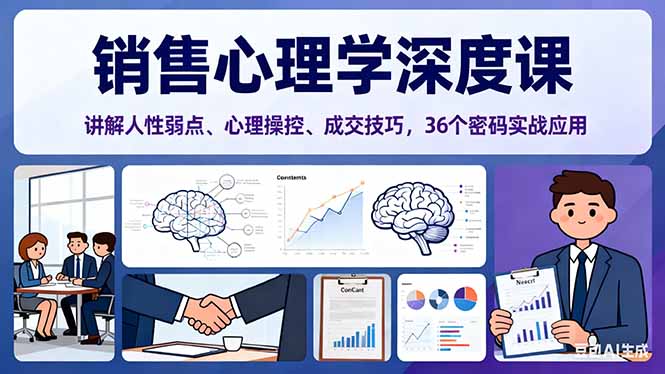 （16456期）销售心理学深度课，讲解人性弱点、心理操控、成交技巧，36个密码实战应用-知创网