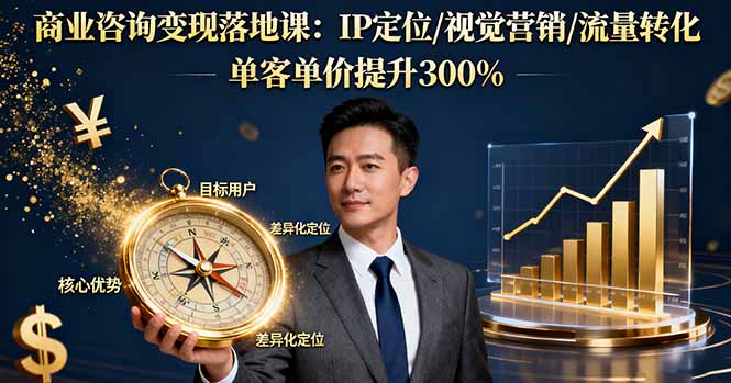 （16249期）商业咨询变现落地课：IP定位/视觉营销/流量转化，单客单价提升300%-知创网