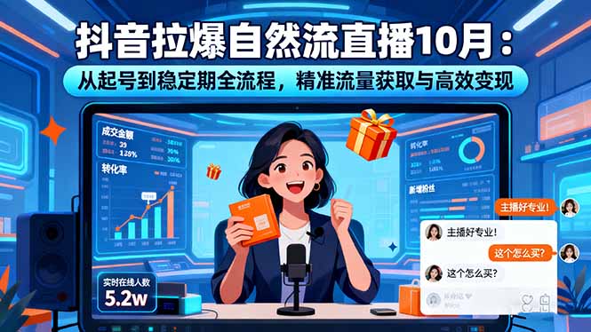 （16339期）抖音拉爆自然流直播10月：从起号到稳定期全流程，精准流量获取与高效变现-知创网