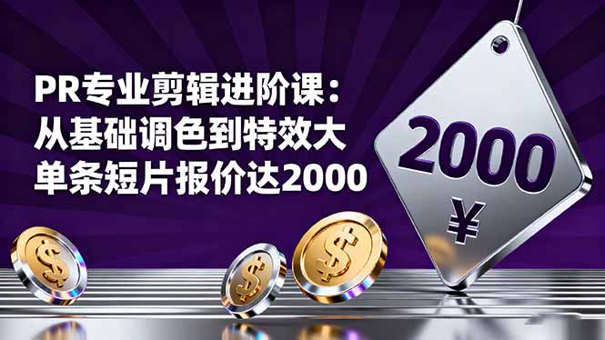 (16381期)PR专业剪辑进阶课:从基础调色到特效大片的进阶技能,单条短片报价达2000-知创网