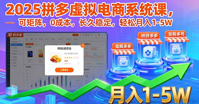 （16088期）2025拼多多虚拟电商系统课，可矩阵，0成本，长久稳定，轻松月入1-5W-知创网