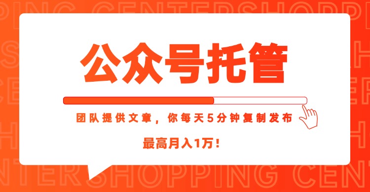 （15109期）【公众号托管 】我提供文章，你每天５分钟复制发布，最高月入1W-知创网