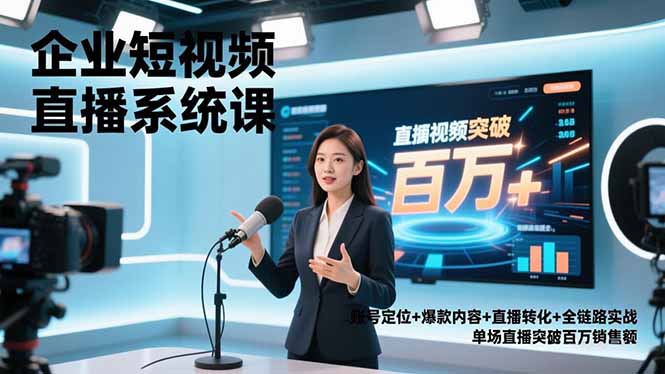 (16878期)企业短视频直播系统课,账号定位+爆款内容+直播转化+全链路实战,单场直播突破百万销售额-知创网