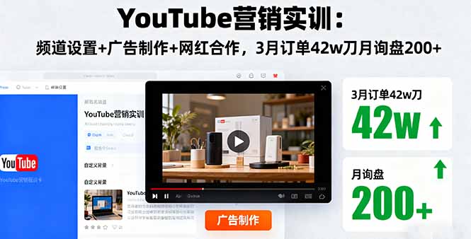 （16107期）YouTube营销实训：频道设置+广告制作+网红合作，3月订单42w刀月询盘200+-知创网