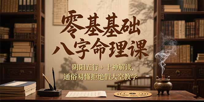 （15283期）零基础八字命理课，阴阳五行+十神解读，通俗易懂拒绝假大空教学-知创网